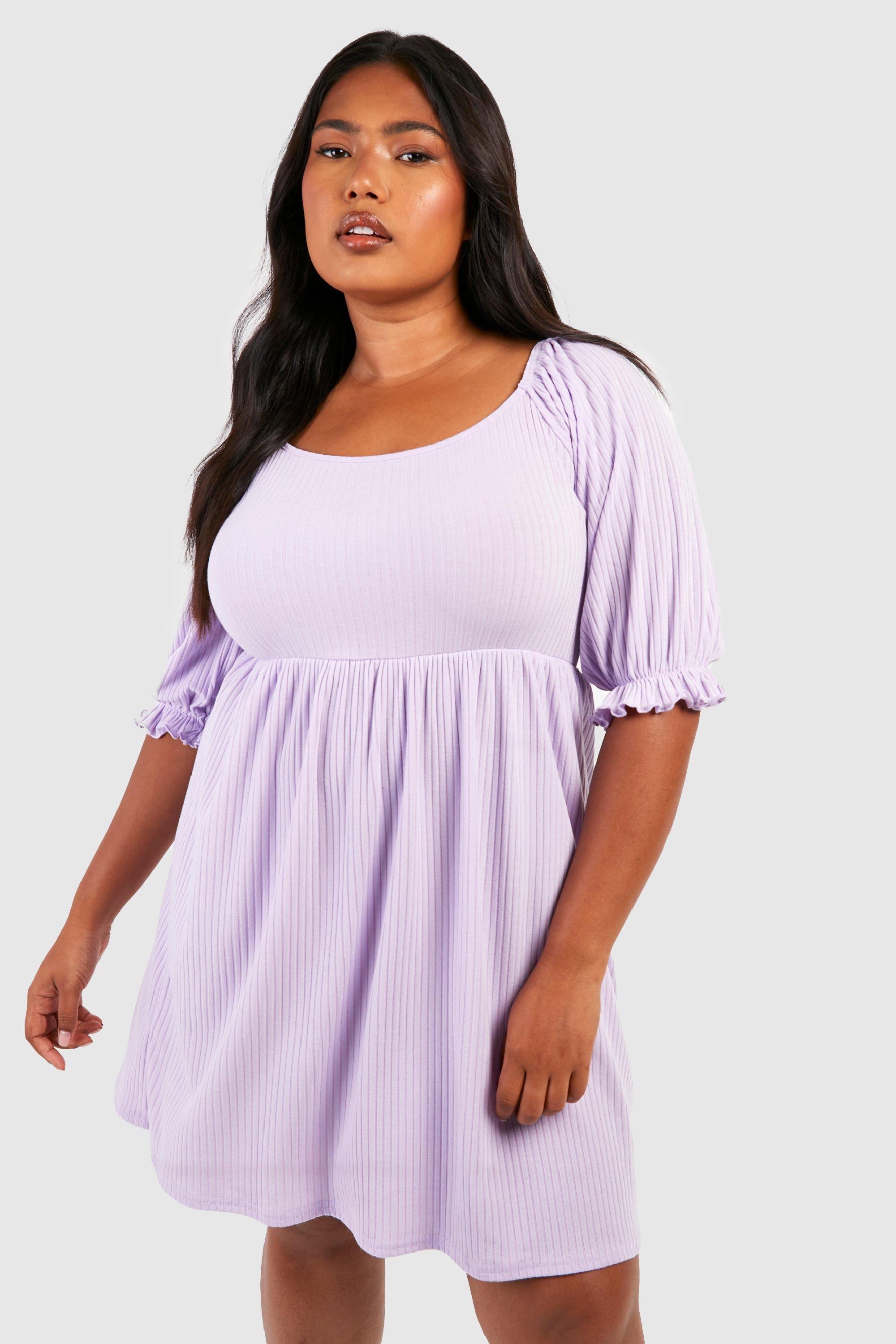 Plus Soft Rib Puff Sleeve Skater Dress boohoo NZ