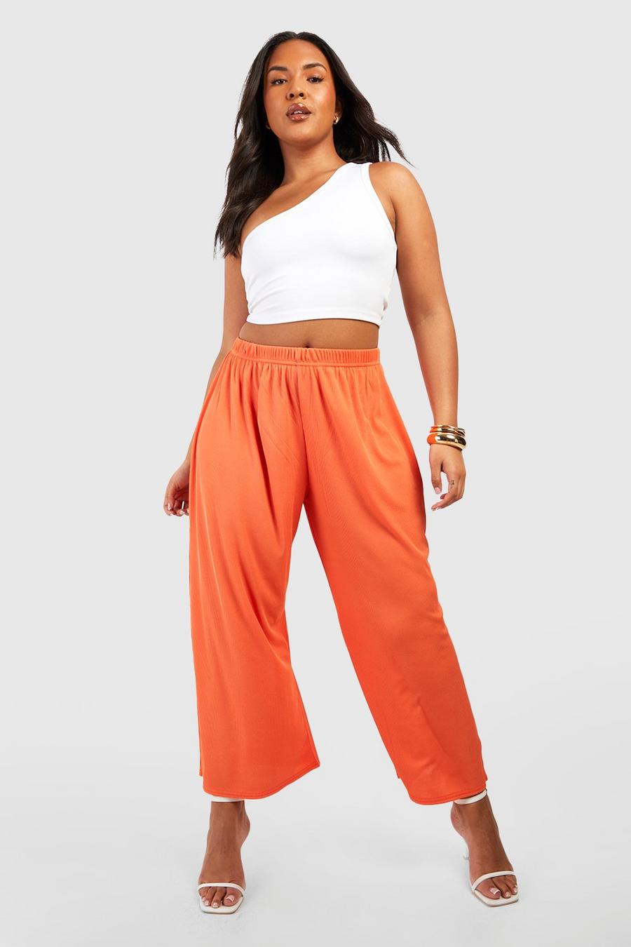 Pantaloni culottes Plus Size a coste, Orange image number 1