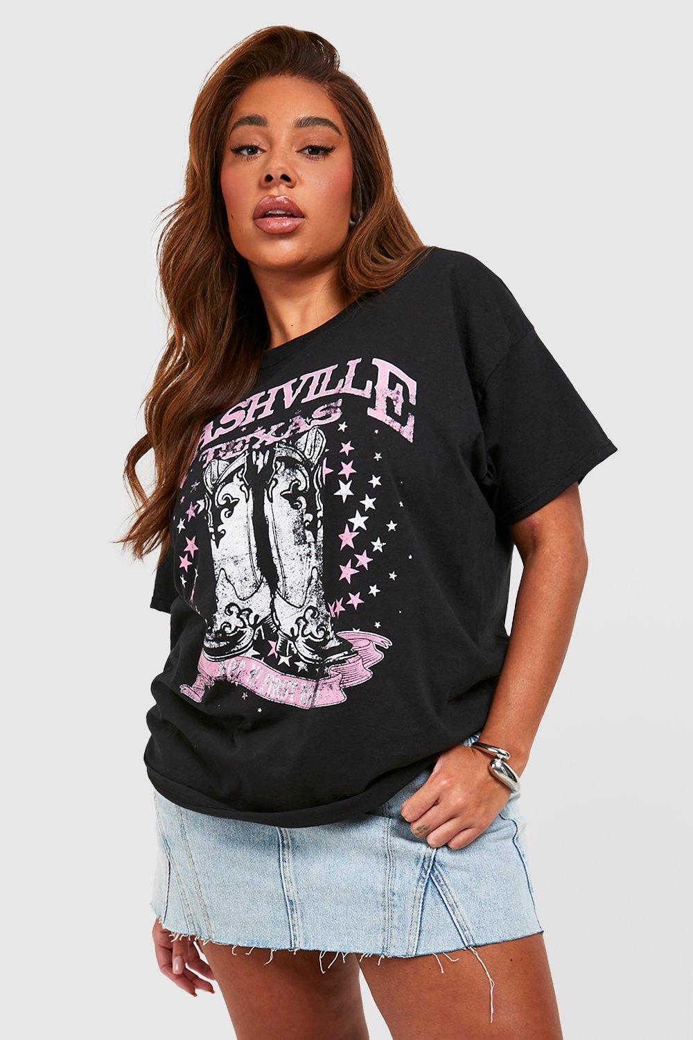 Women\'s Plus Cowboy Stars Oversized T-shirt | Boohoo UK