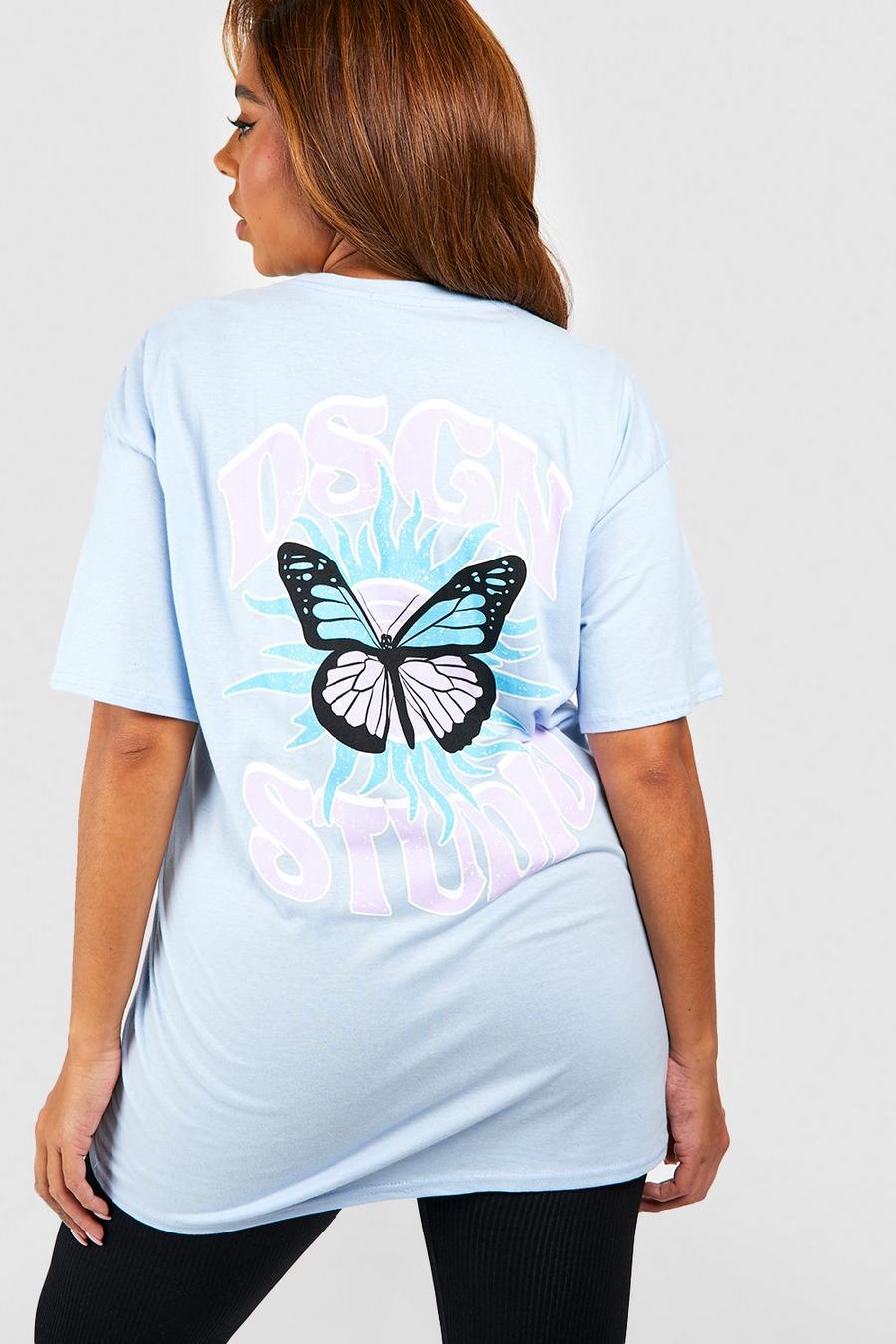 Light blue Plus Dsgn Studio Celestial Butterfly T-Shirt image number 1