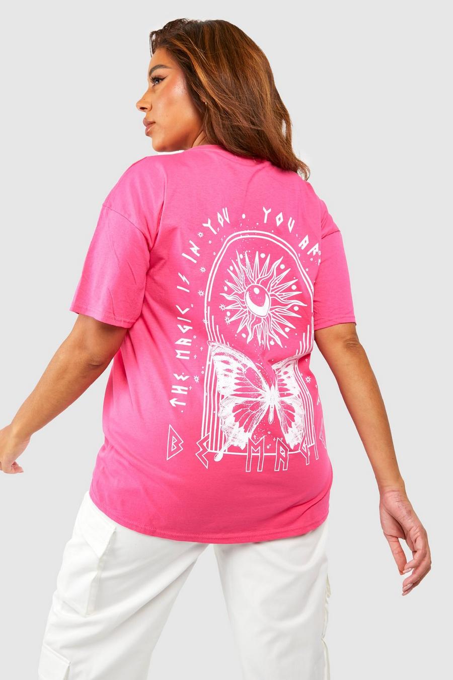 Fuchsia pink Plus Celestial Butterfly T-Shirt
