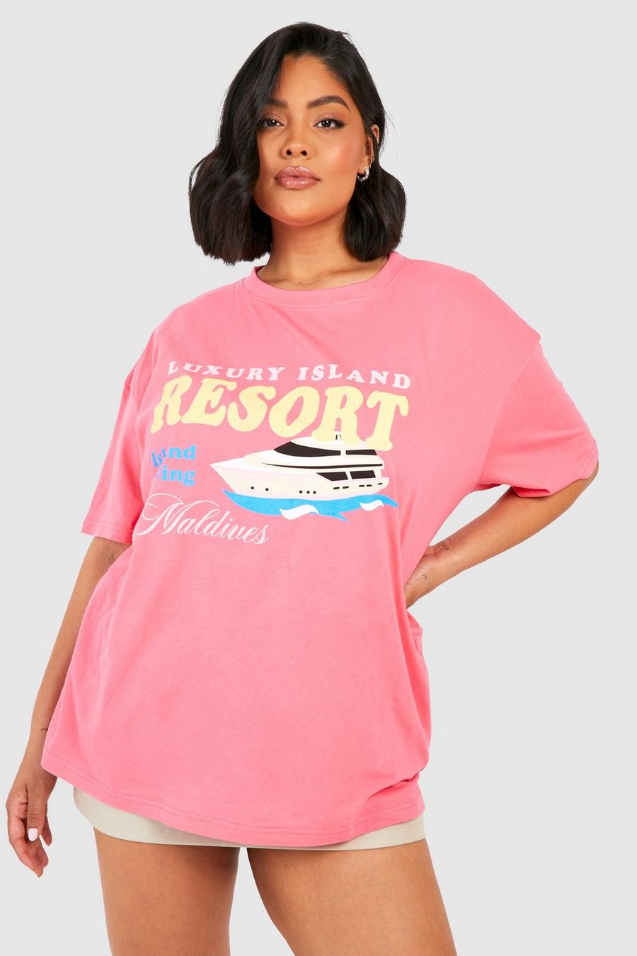 Pink Plus Resort Living Oversized T-Shirt image number 1