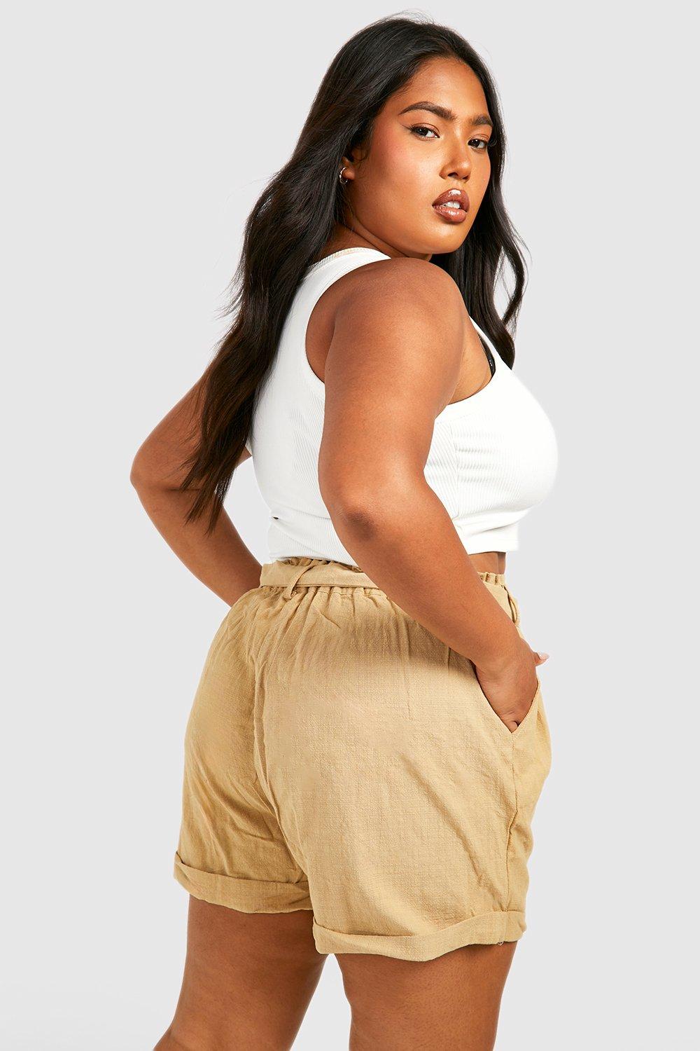 Plus size shop linen shorts