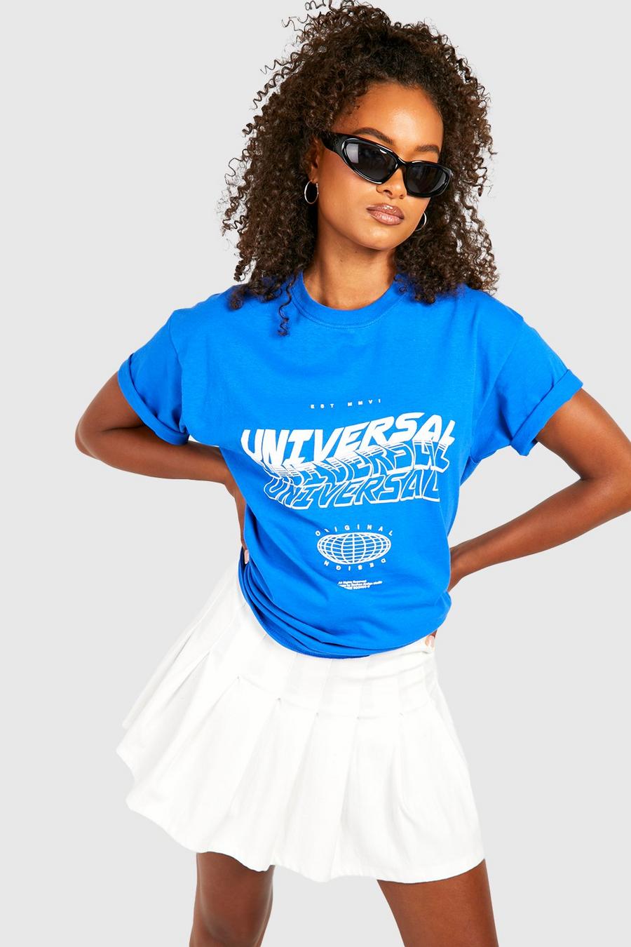 Blue blå Tall Universal Graphic Short Sleeve T-shirt