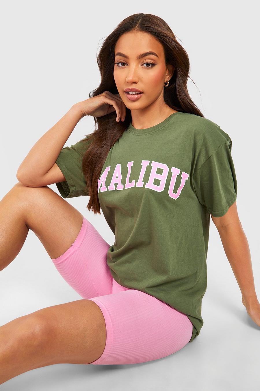 Khaki Tall Malibu Print Oversized T-shirt image number 1