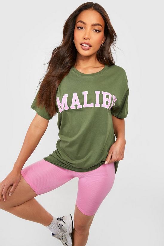 Plus Size Hot Pink 'Malibu' Slogan Oversized T-Shirt
