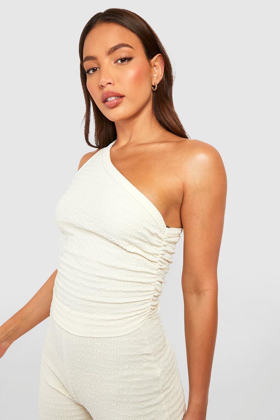 Stone Tall Textured Ruched Detail Crop Top image number 1