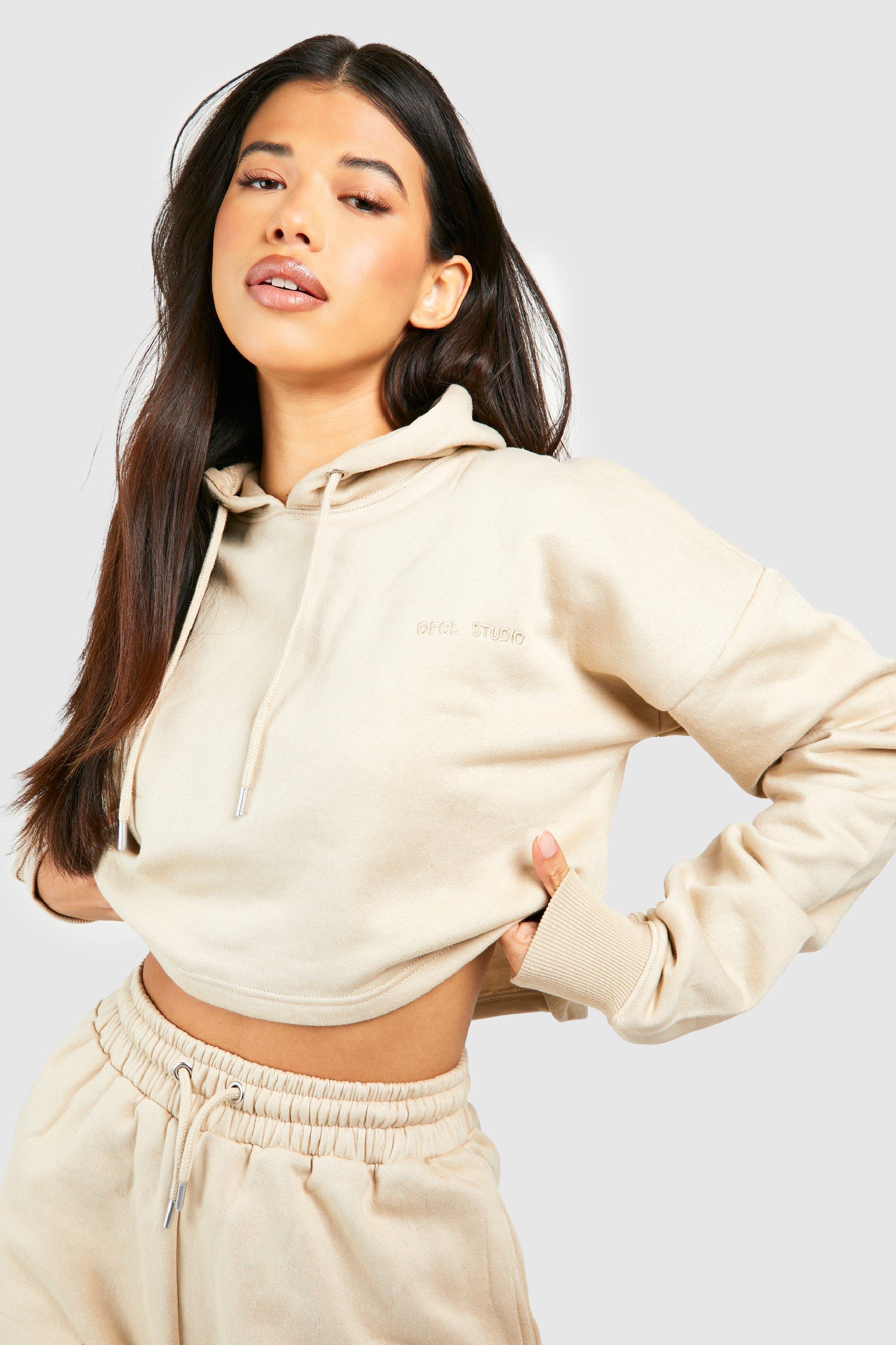 Women's Beige Plus Ofcl Studio Embroidered Hoodie