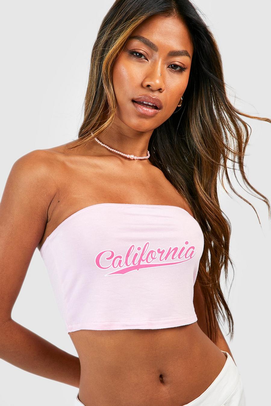 Top a fascia con stampa California, Pink image number 1