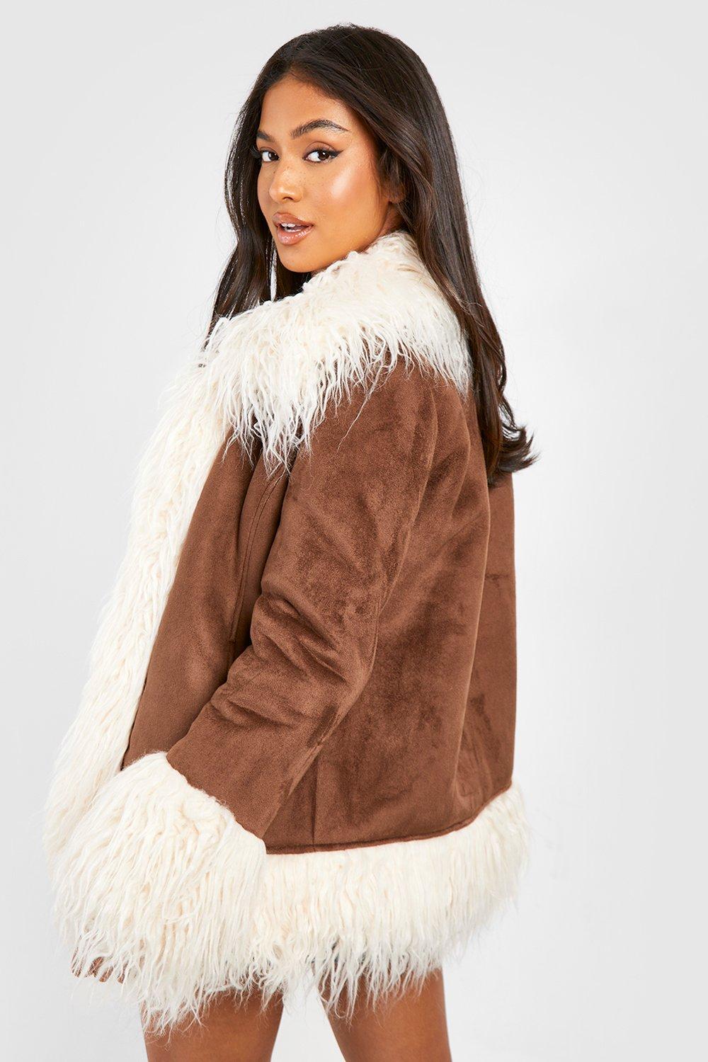 Petite Faux Fur Suede Coat