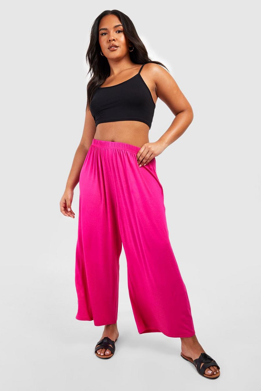 Fuchsia Plus Jersey Culotte Trouser image number 1