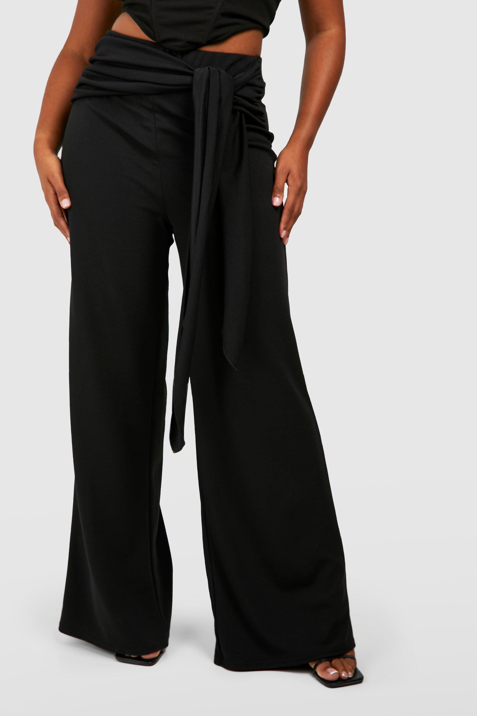 Plus Tie Front Wide Leg Pants