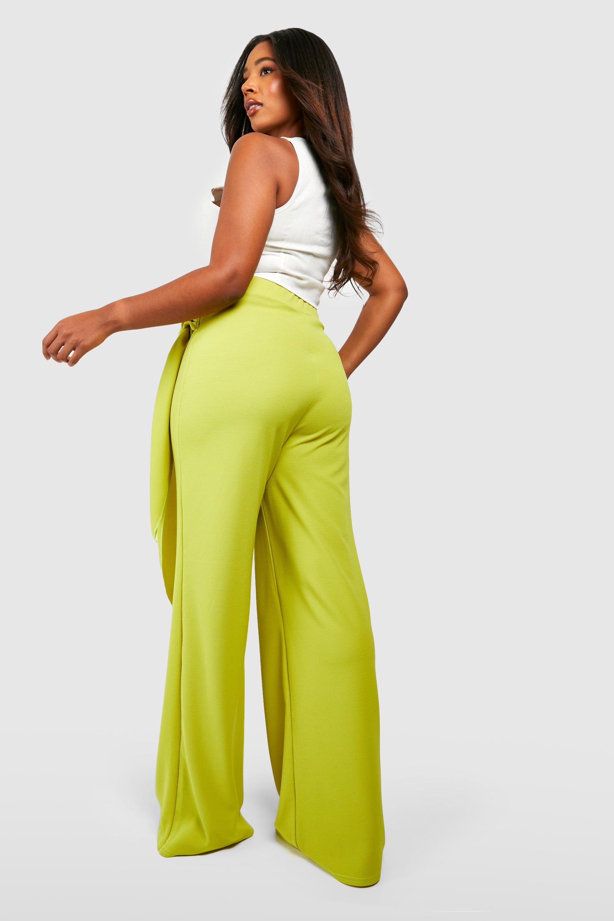 Plus size yellow wide leg pants online