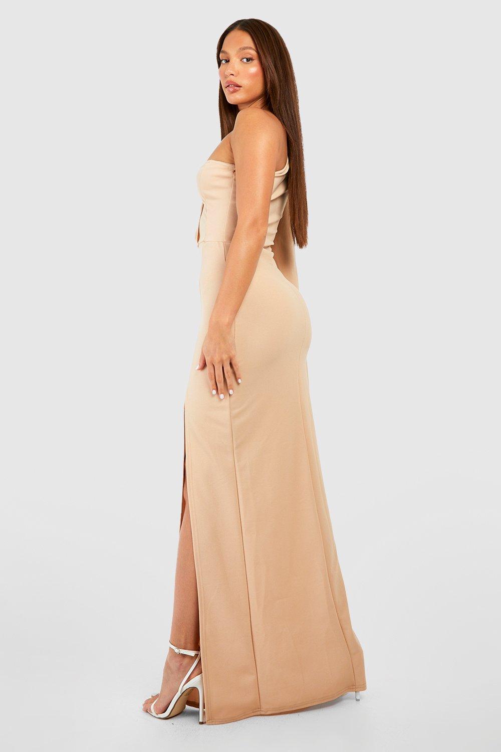 Boohoo beige outlet dress