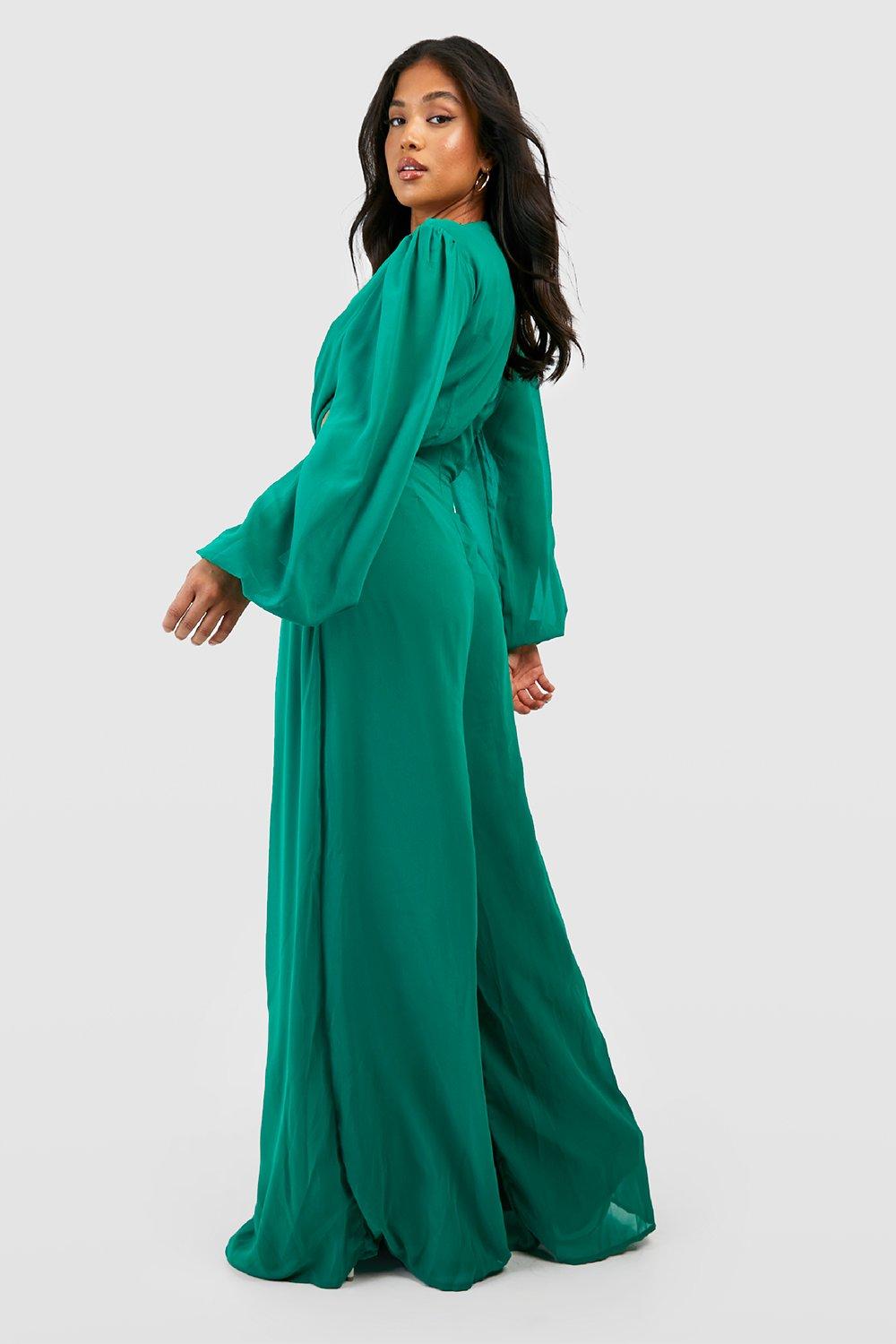 Green jumpsuit boohoo deals