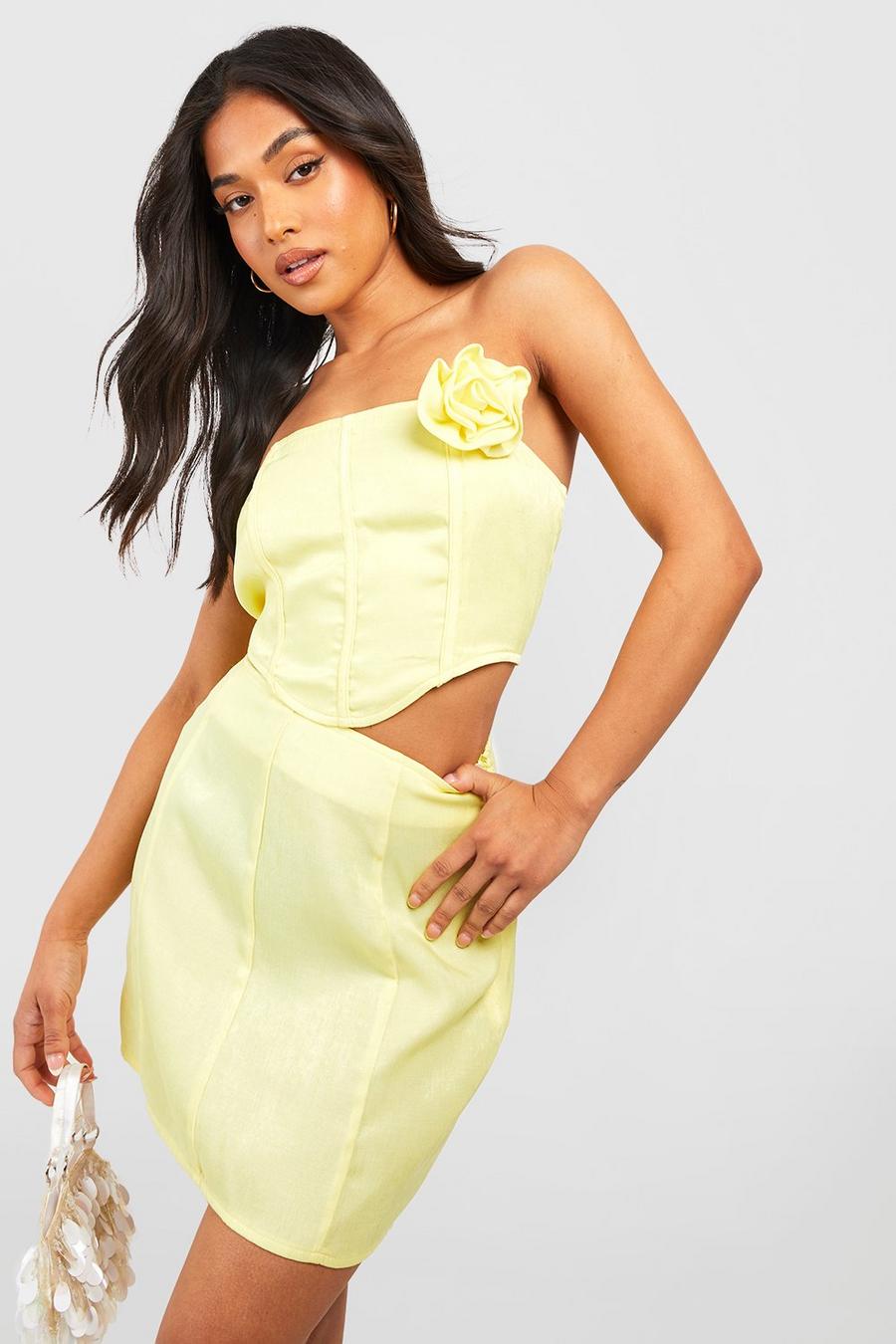 Lemon gul Petite Corsage Corset & Mini Skirt Co-ord