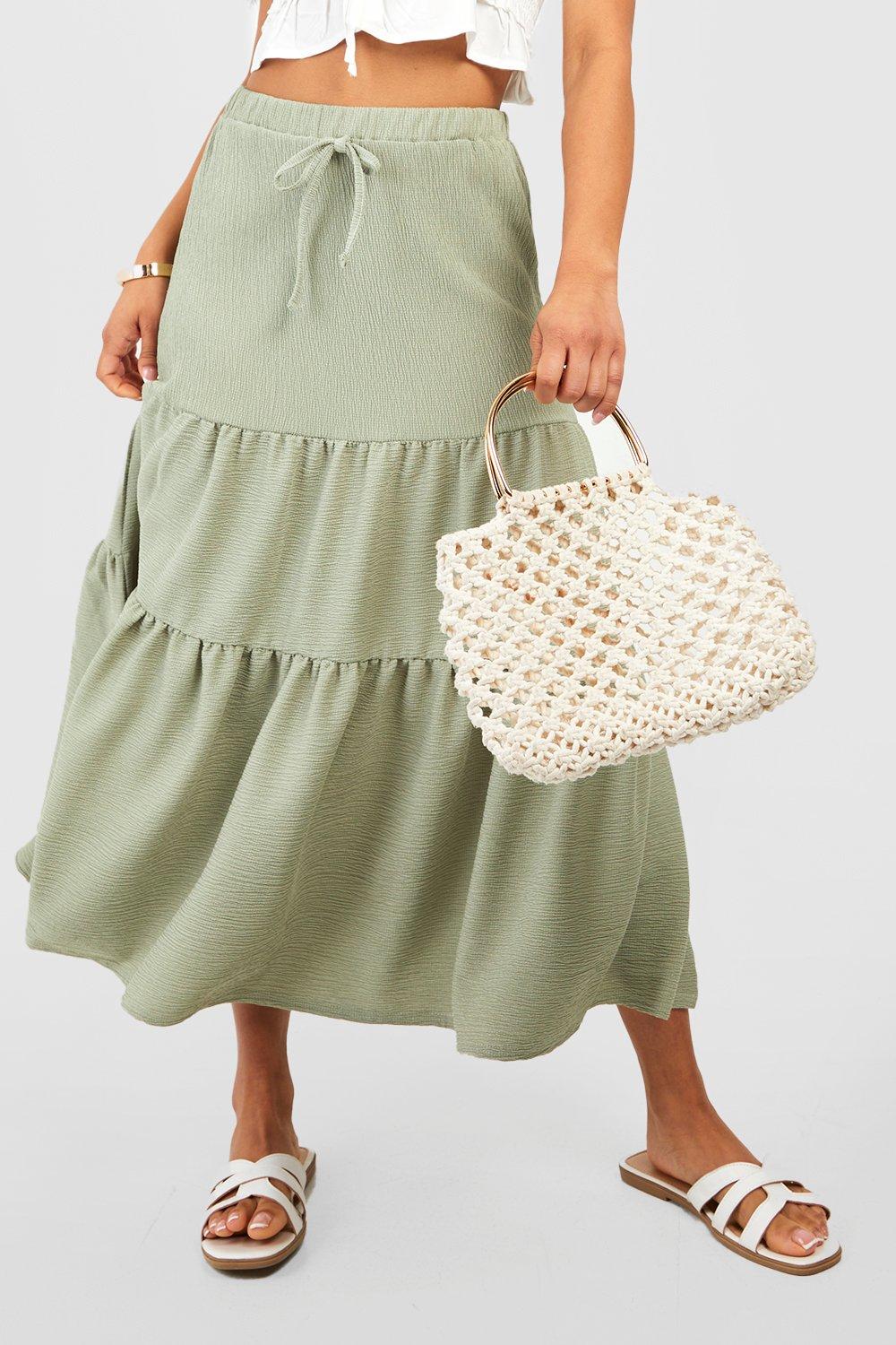 Petite green clearance spotted midi skirt