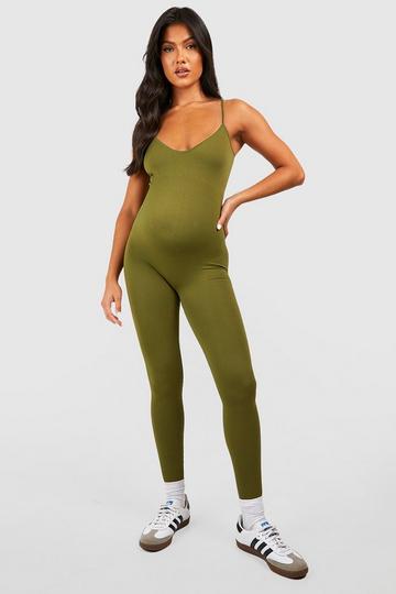 Maternity Seamless Unitard Jumpsuit khaki