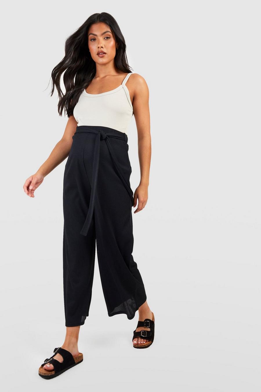 Black Maternity Belted Rib Culottes image number 1