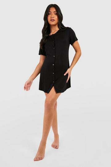 Maternity Peached Jersey Button Down Nightie black