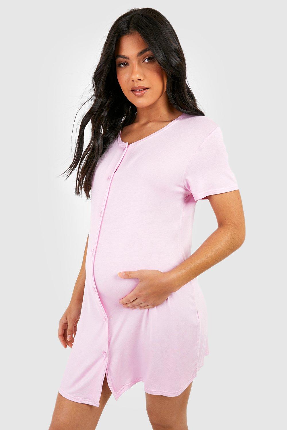 Pink Jersey Button Down Nightshirt