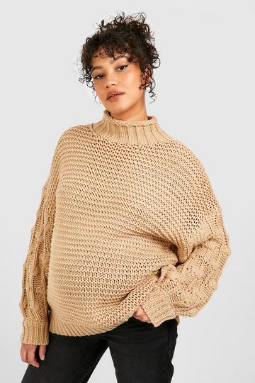 Maternity Premium Chunky Knit Turtleneck Sweater mocha