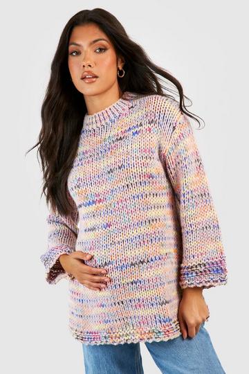 Maternity Premium Chunky Multicolored Sweater pink