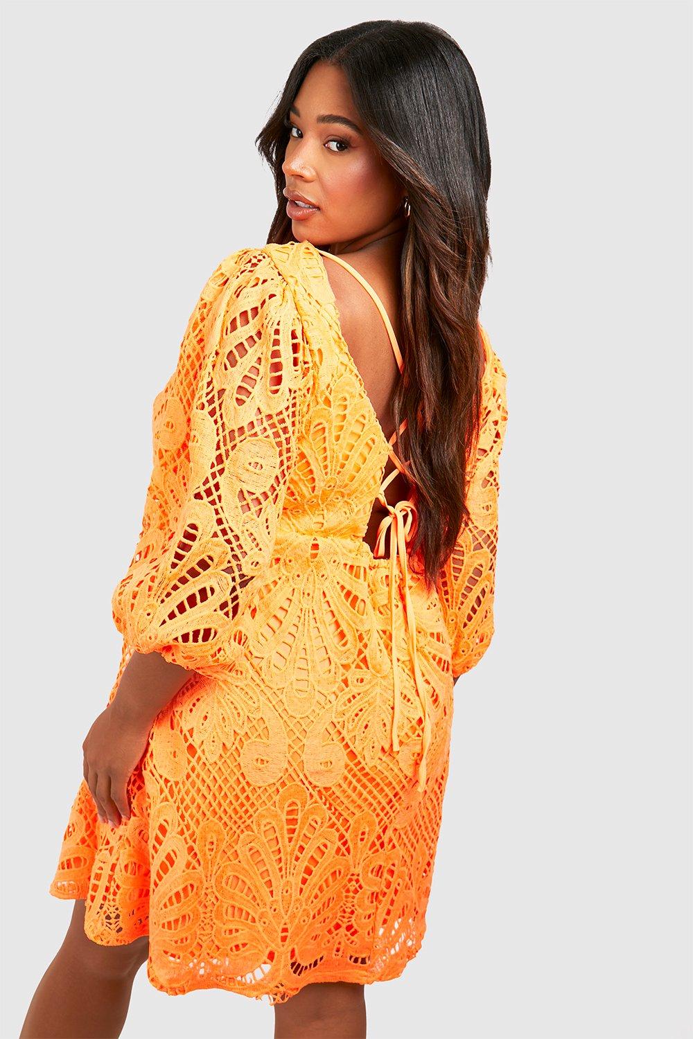 Boohoo yellow lace on sale dress