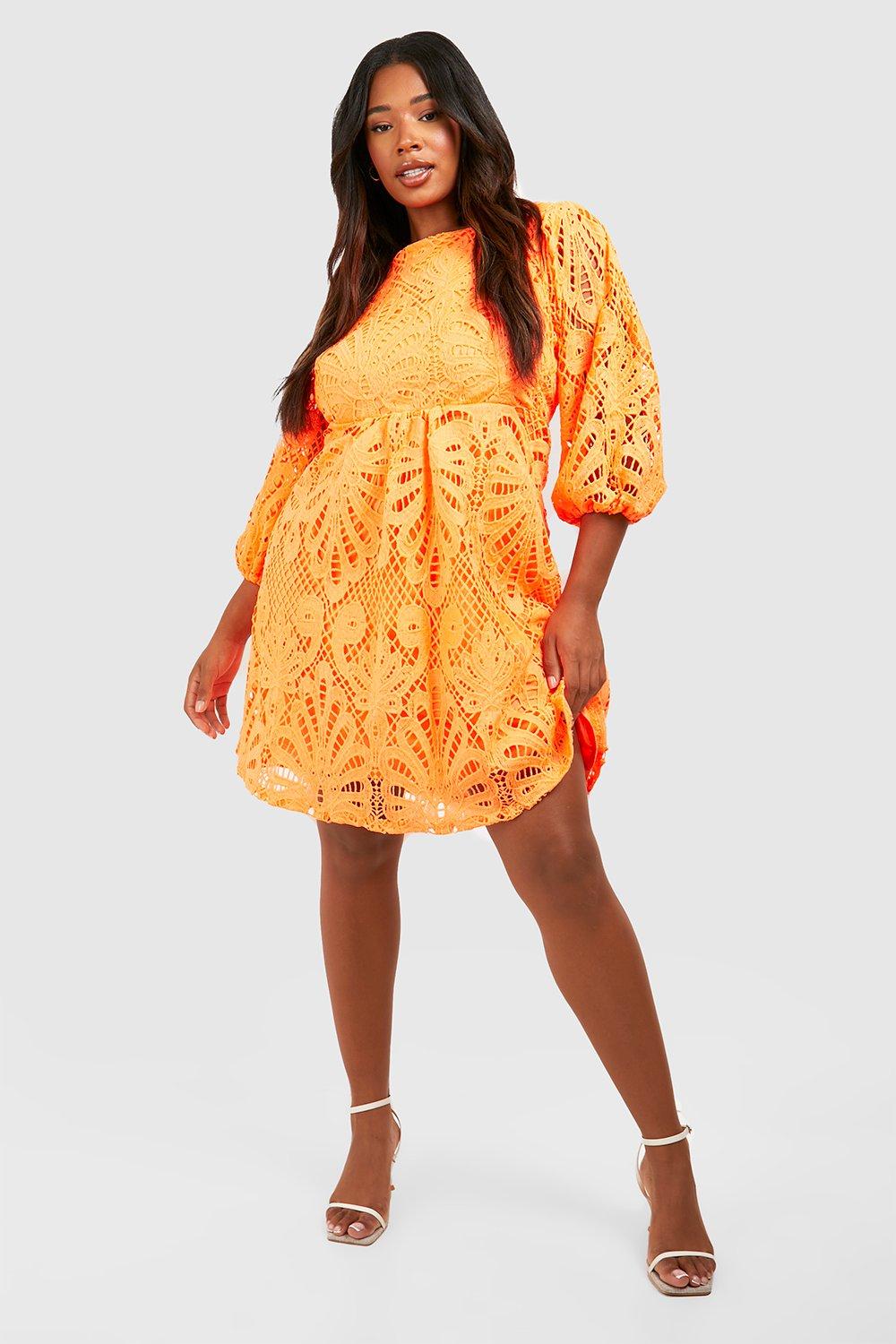 Boohoo yellow lace store dress