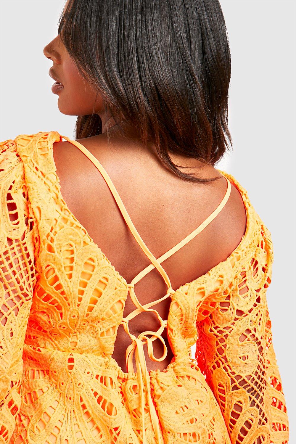 未使用タグ付✨Uhr Puff Sleeve Back Open Dress Amazon.com: Women's Dresses Puff Sleeve Tied Open Back Dress