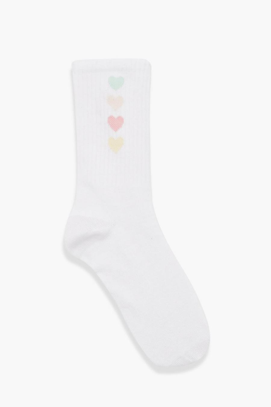 White Single Pastel Heart Sport Sock image number 1