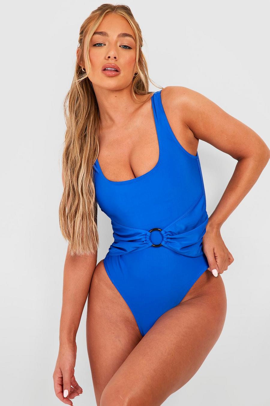 Cobalt blue Tummy Control O-ring Scoop Swimsuit