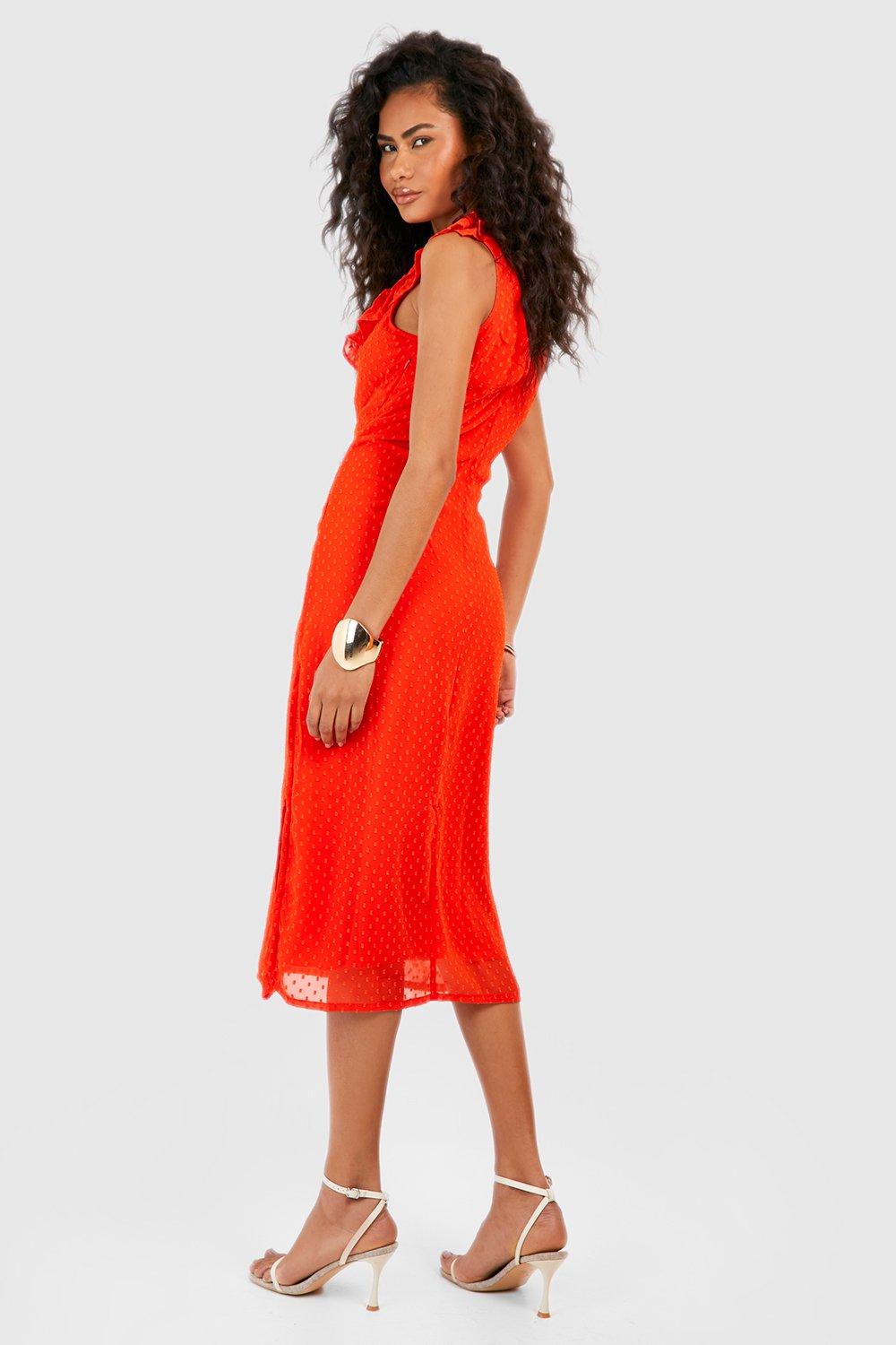 Warehouse frill sale lace midi dress