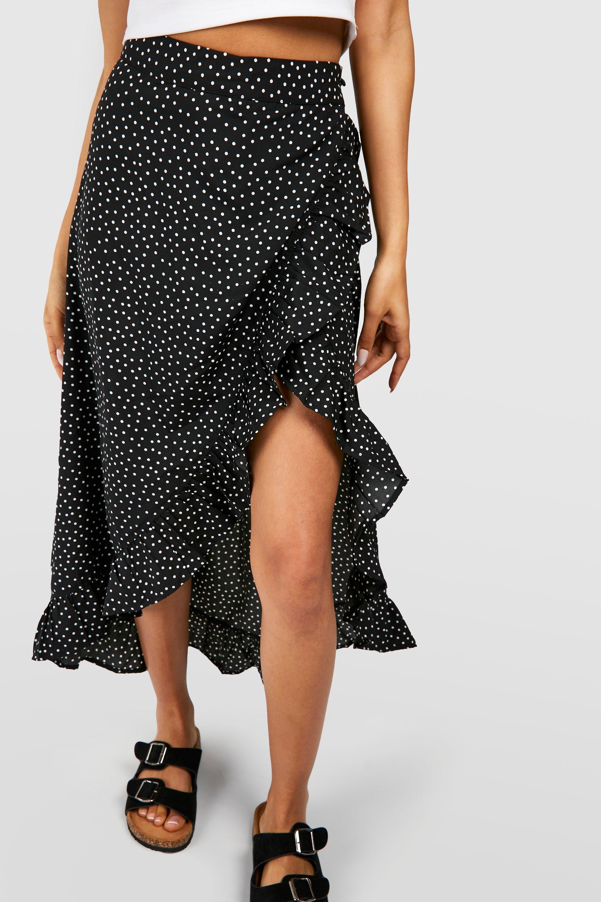 Ruffled polka on sale dot draped skirt