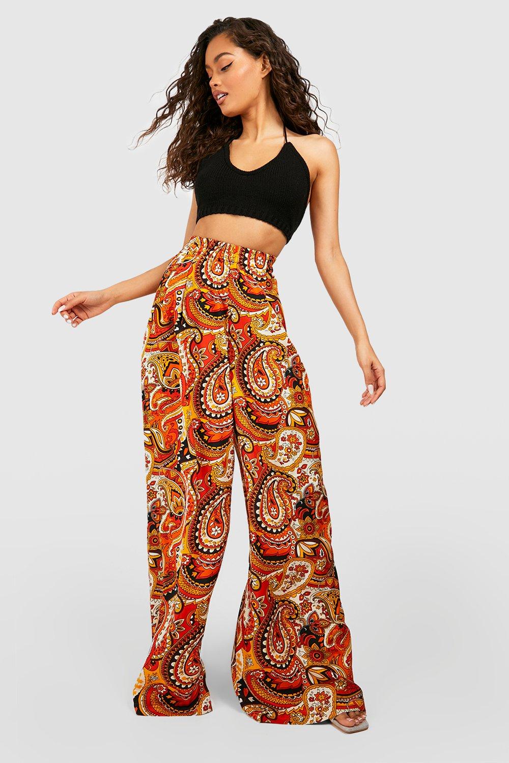 Paisley Printed Wide Leg Pants