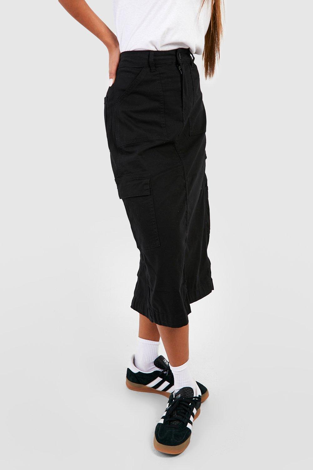 boohoo Petite Cargo Denim Mini Skirt - Grey - Size 0