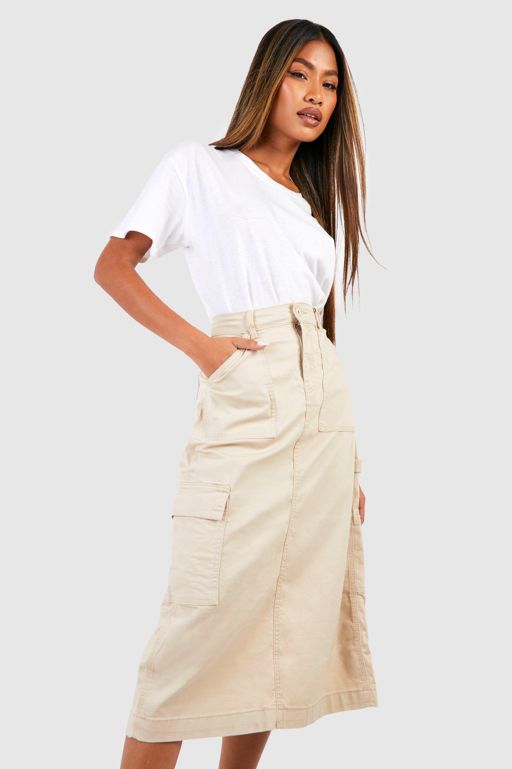 White denim skirt boohoo sale