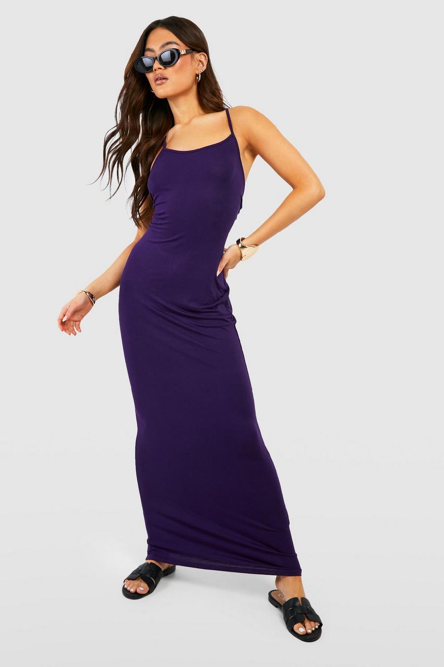 Purple Basic Low Back Maxi Dress