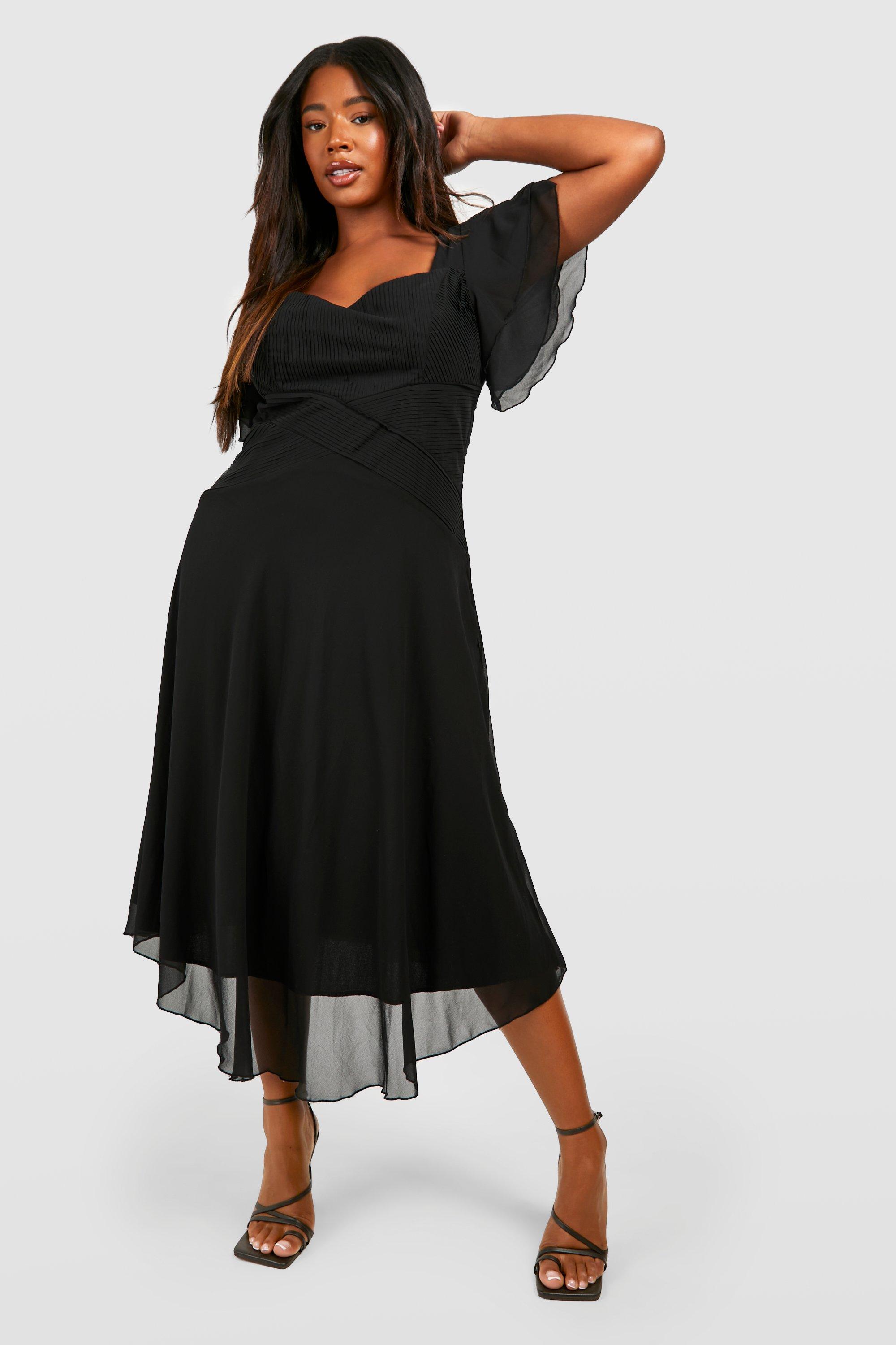 Black midi dress store boohoo