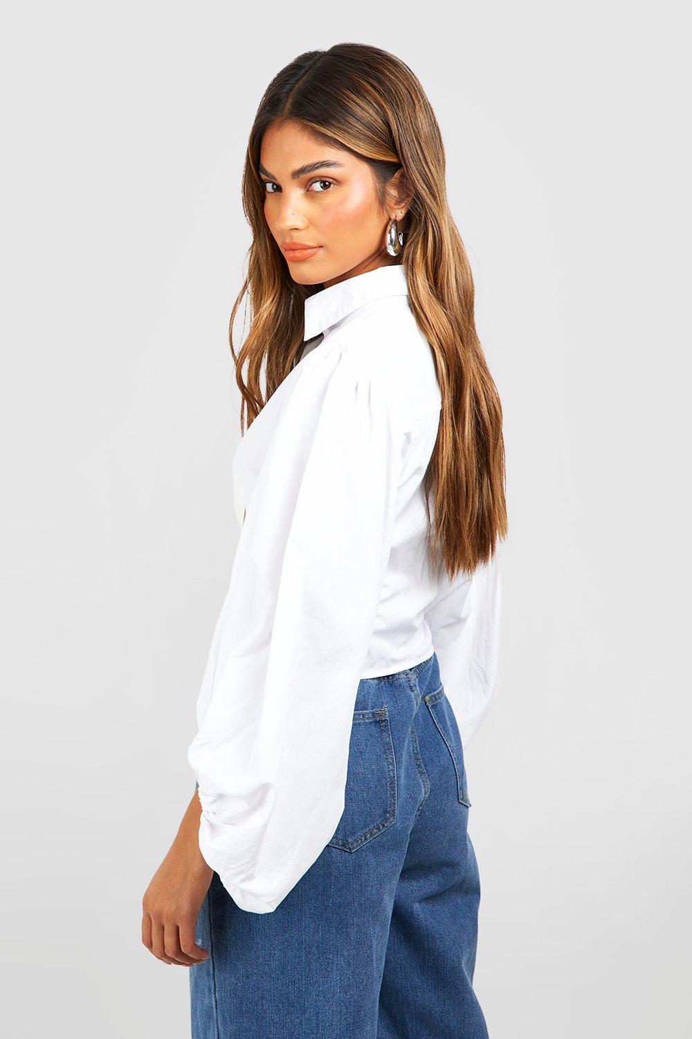 Blouson Sleeve Poplin Shirt | boohoo