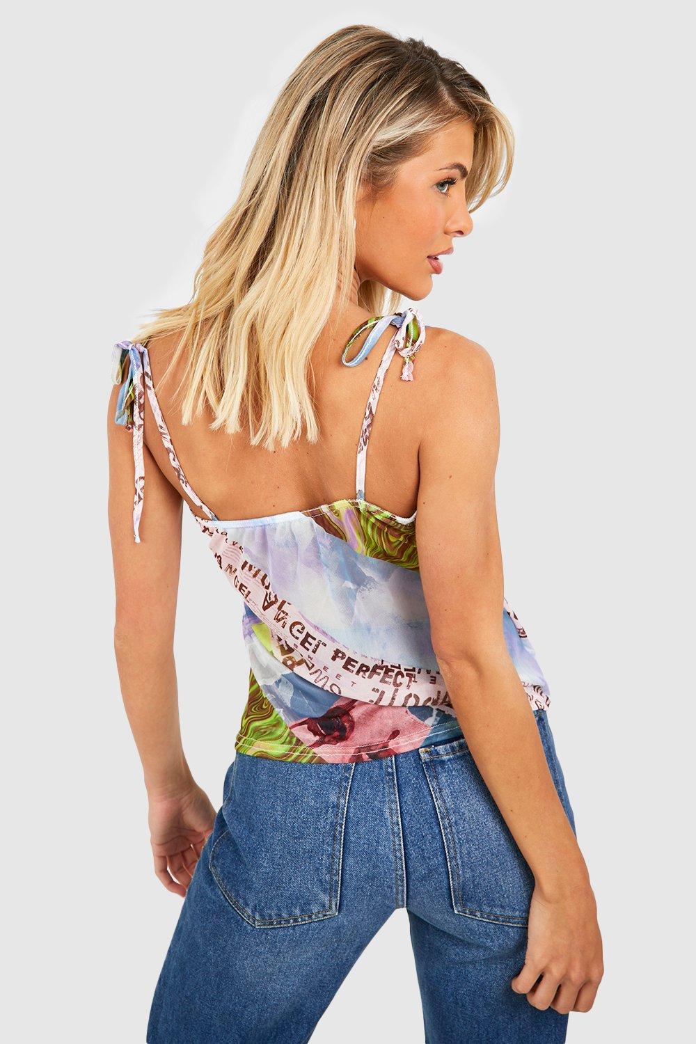 Mixed Print Mesh Cami