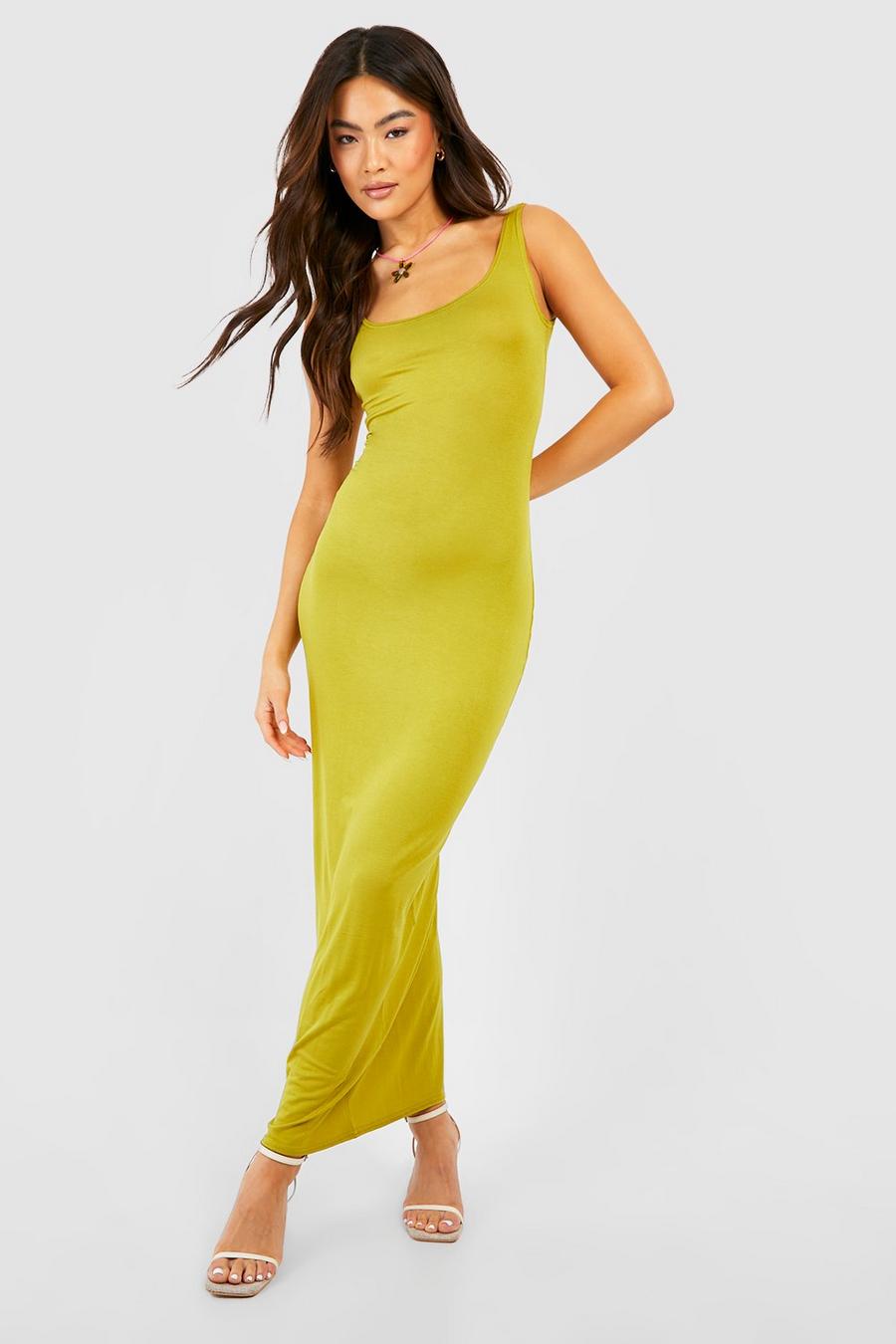 Lime green Scoop Neck Maxi Dress
