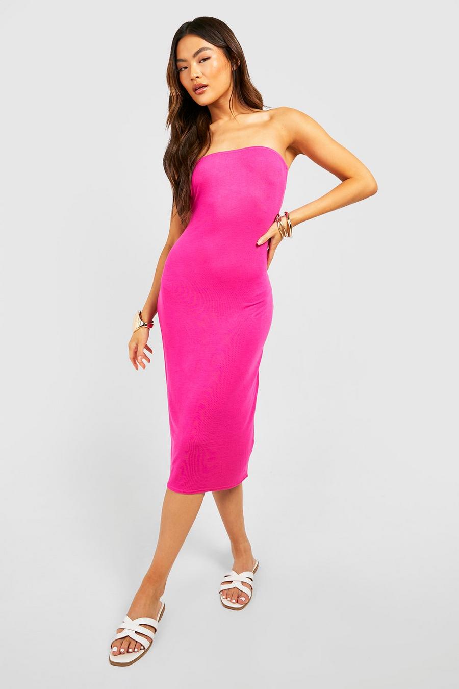 Pink Bandeau Midi Dress image number 1