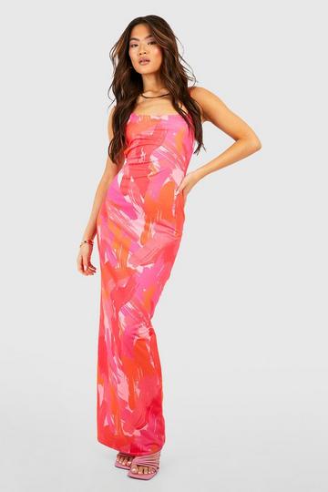 Abstract Strappy Scoop Maxi red