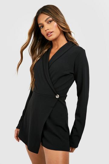 Tailored Asymmetric Skort Romper black