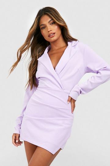 Lilac Purple Tailored Wrap Detail Fitted Blazer Romper