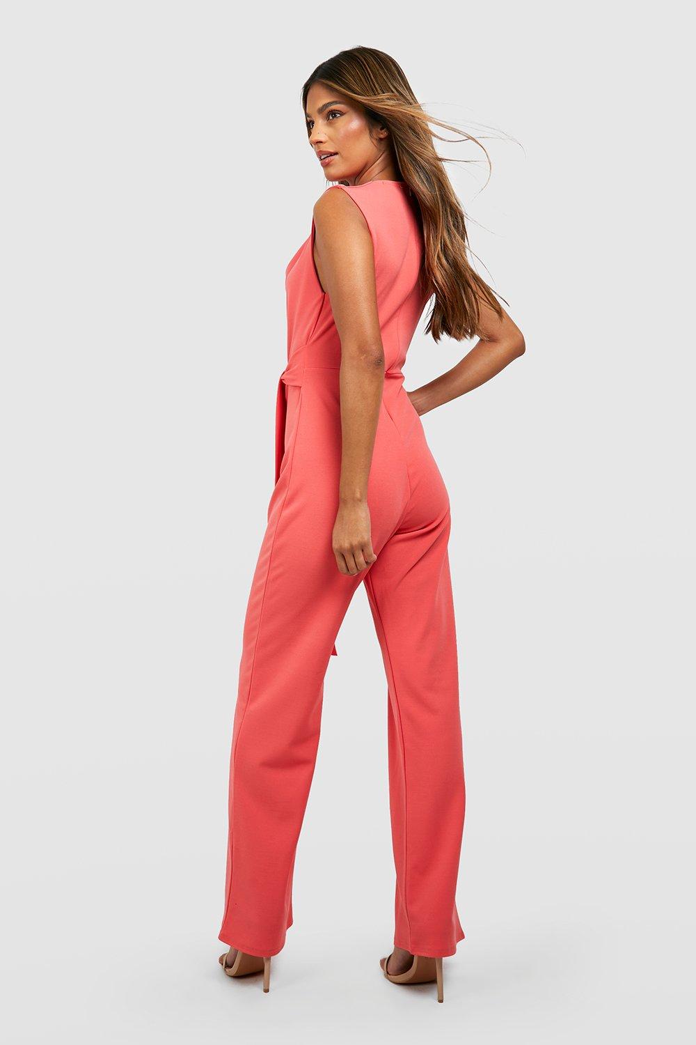 Flare Sleeve Tailored Wide Leg Jumpsuit