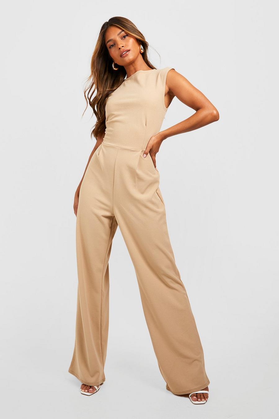 Stone Tailored High Neck Cinched Waist Wide Leg Jumpsuit image number 1