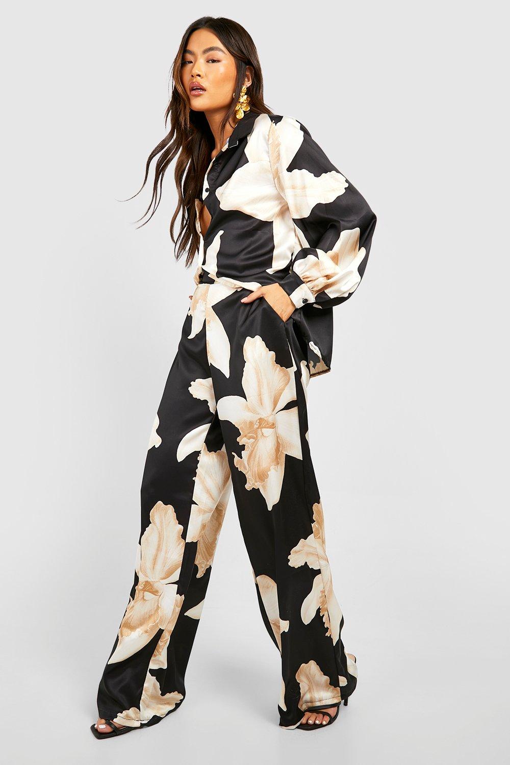 Zara floral wide leg pants sale