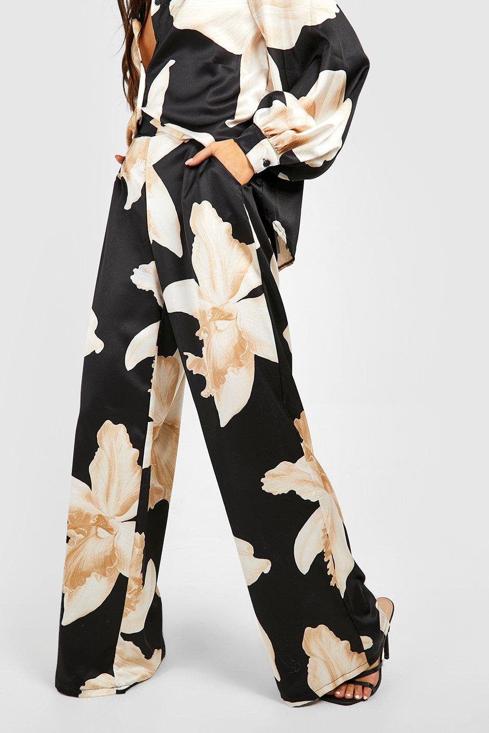 Large Scale Floral Wide Leg Trousers